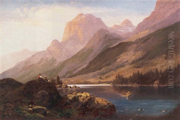 Hintersee, Bavarian Alps Oil Painting by Otto Sommer