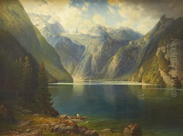 View Over The Konigsee Oil Painting by Daniel Somogyi