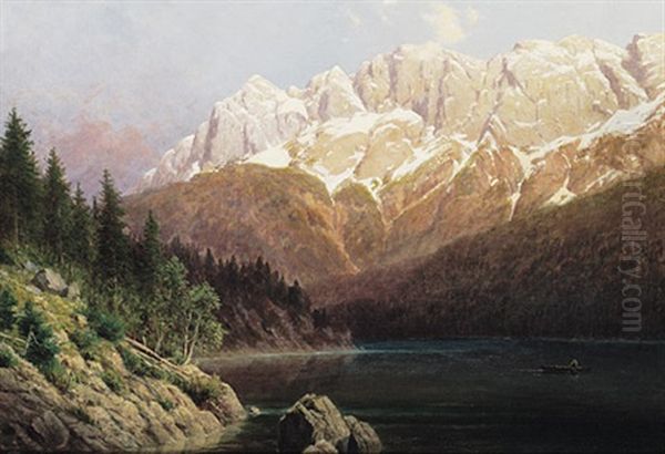 Fruhlingstag Am Konigssee (?) Mit Prachtvollem Gebirgshorizont Oil Painting by Daniel Somogyi