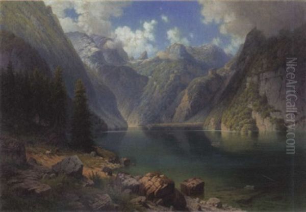 Blick Auf Den Konigsee Mit St. Bartholoma by Daniel Somogyi