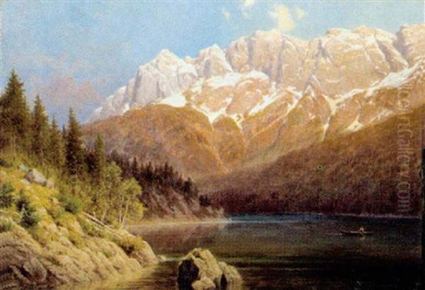 Abenddruhe Am See (konigssee?) Oil Painting by Daniel Somogyi