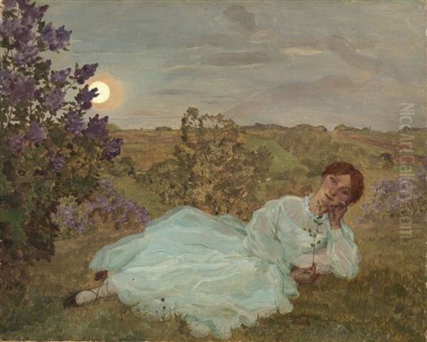 Repose At Sunset Oil Painting by Konstantin Andreevich Somov