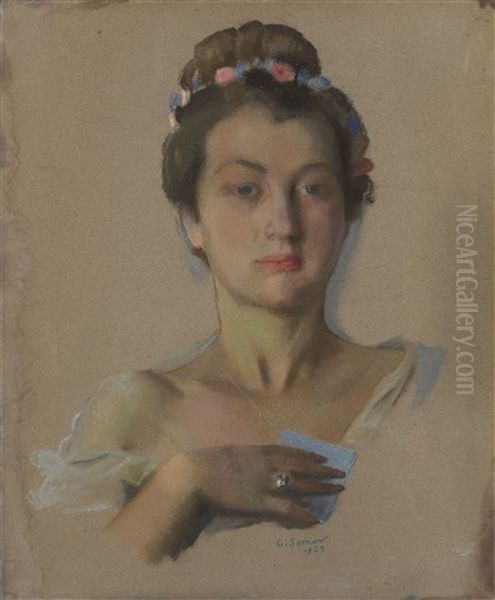 Portrait Of Alexandra Levchenko Oil Painting by Konstantin Andreevich Somov