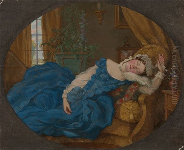 Sleeping Lady Oil Painting by Konstantin Andreevich Somov