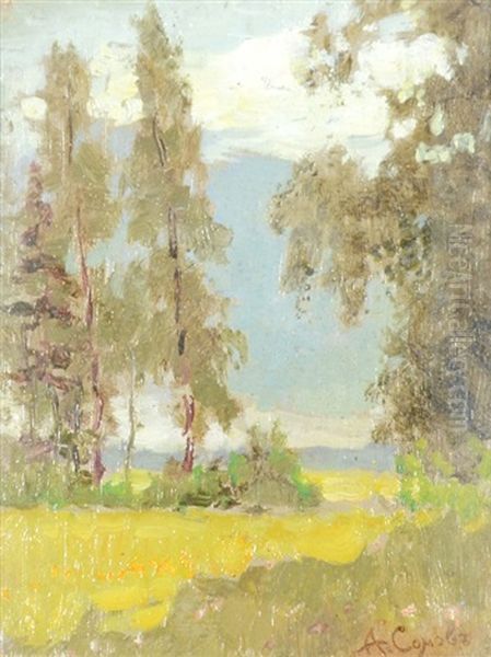 Summer Landscape Oil Painting by Konstantin Andreevich Somov