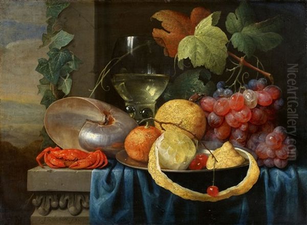 Fruit Still Life With A Nautilus Chalice Oil Painting by Joris Van Son