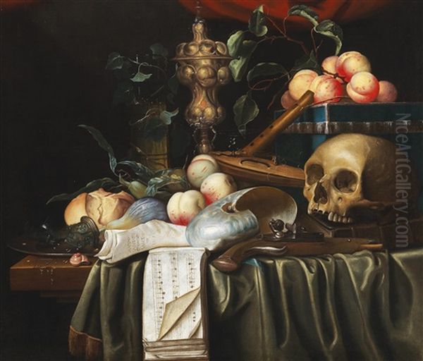 A Vanitas Still Life With Fruit Oil Painting by Joris Van Son