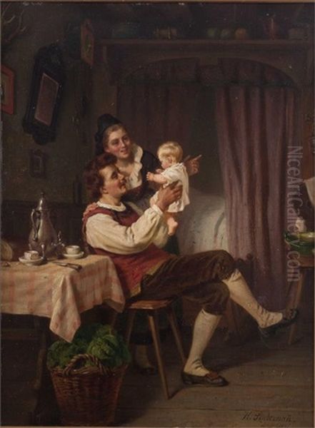 Eine Gluckliche Familie Oil Painting by Hermann Sondermann