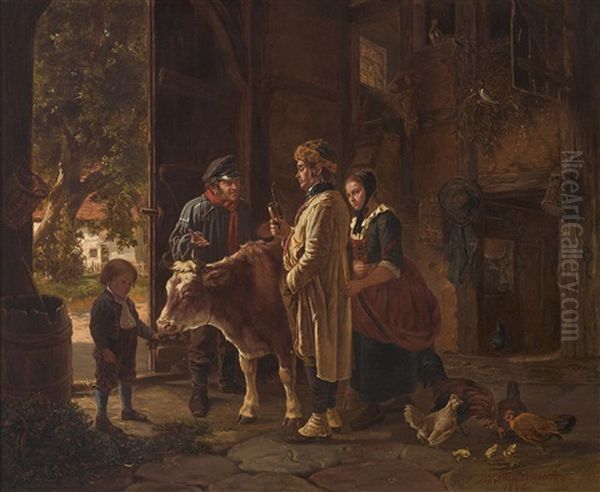 Der Kuhhandel Oil Painting by Hermann Sondermann