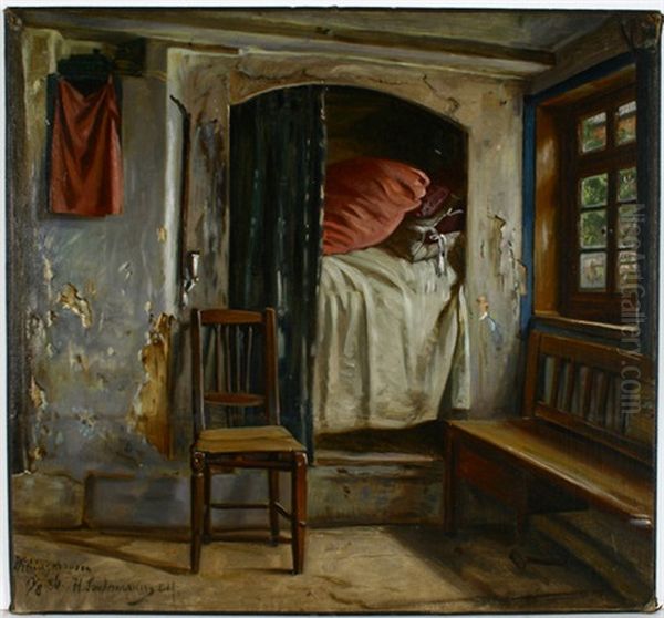 Alkoven In Einem Willingshauser Bauernhaus Oil Painting by Hermann Sondermann