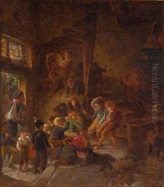 Spielende Knaben (study) Oil Painting by Hermann Sondermann