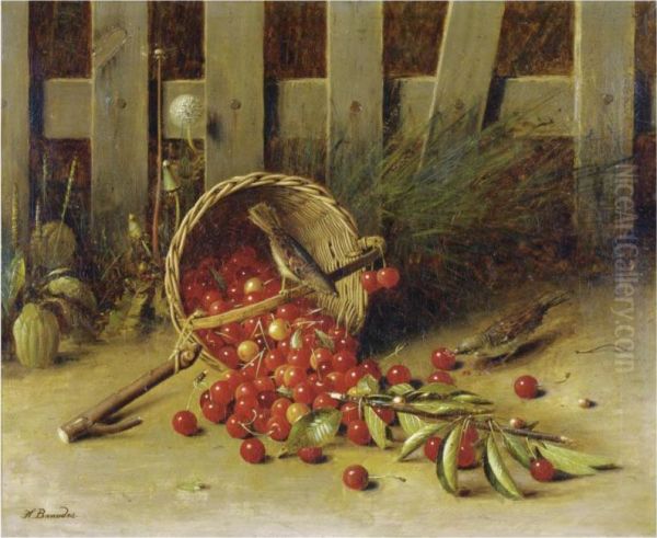 Cherry Pickers Oil Painting by Hans Heinrich Jurgen Brandes