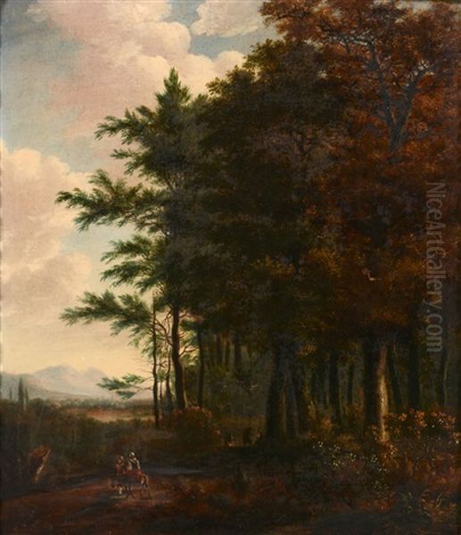 Figures In A Wooded Landscape, A Pair Oil Painting by Jan Gabrielsz Sonje