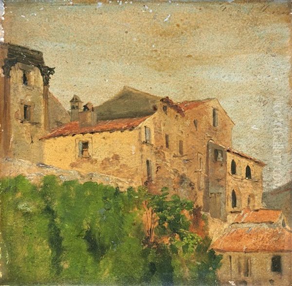 View Of An Italian Village Oil Painting by Jorgen Valentin Sonne