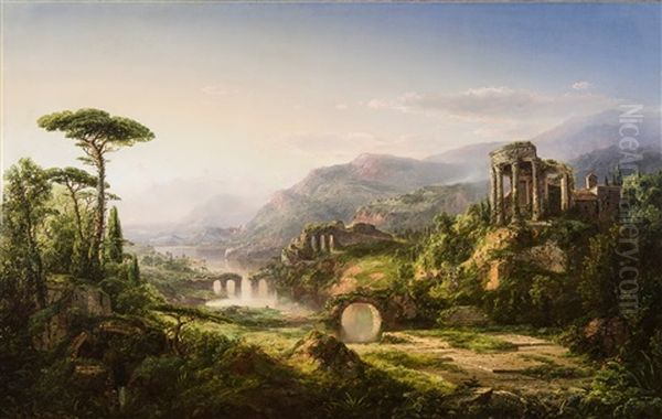 Paysage Italianisant Avec Ruines Anime De Personnages Oil Painting by William Louis Sonntag Jr.