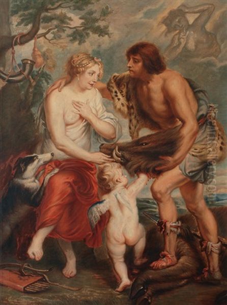 Meleager And Atalanta (after Rubens) Oil Painting by Hermann Sonntag