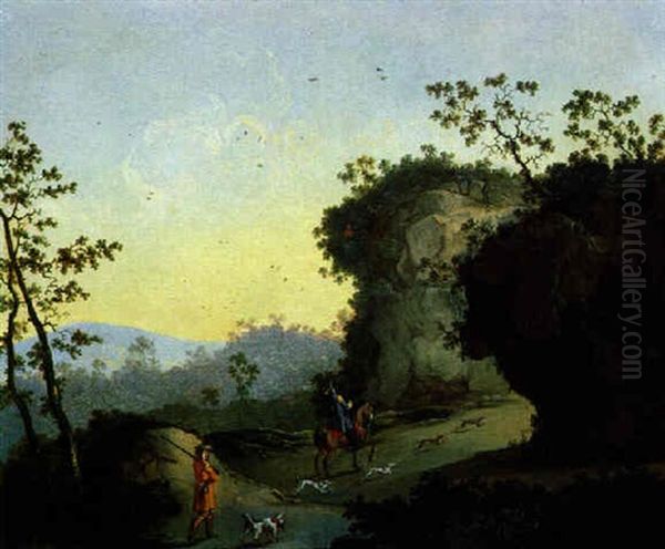 Ausritt Zur Gemsenjagd Oil Painting by Johann Tobias Sonntag