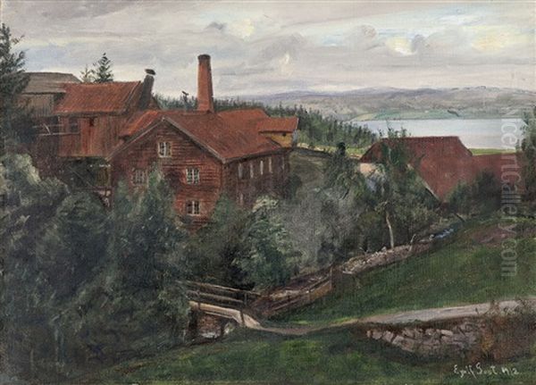 Den Dode Fabrikk, Hexhus, Kapp Oil Painting by Eyolf Soot