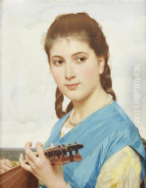 The Mandolin Oil Painting by Raffaello Sorbi