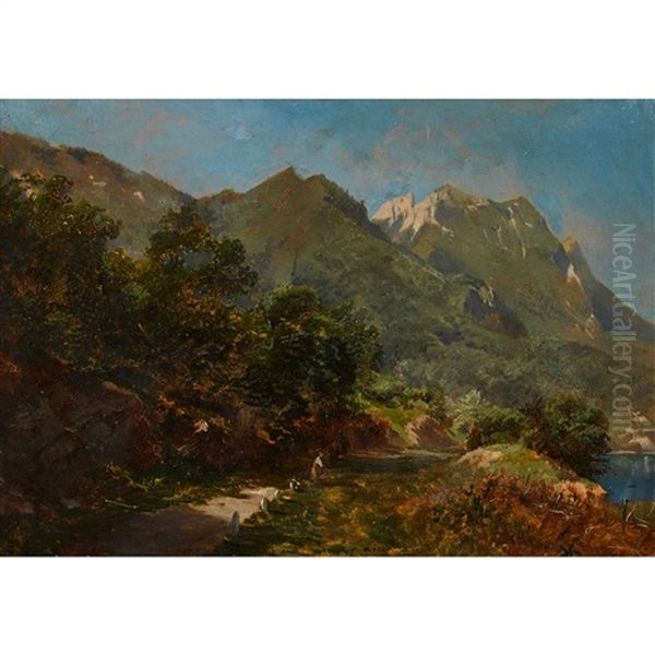 Sommerliche Berglandschaft Oil Painting by Eugene Etienne Sordet