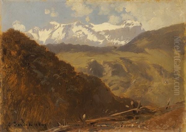 Diablerets De La Vallee D'anniviers Oil Painting by Eugene Etienne Sordet