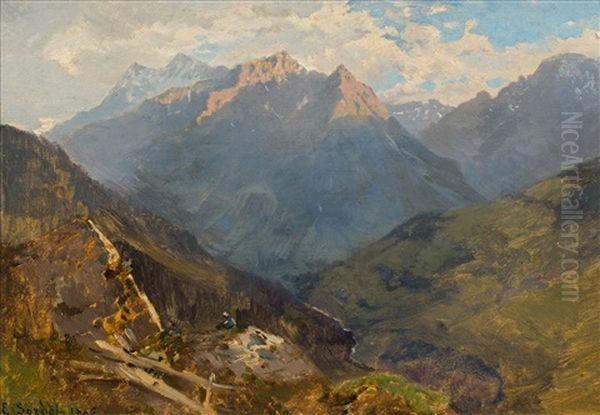 Corne De Sorebois, Valais Oil Painting by Eugene Etienne Sordet