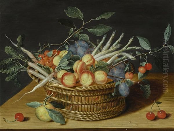 Still Life With Fruits And Vegetables In A Basket Oil Painting by Isaac Soreau