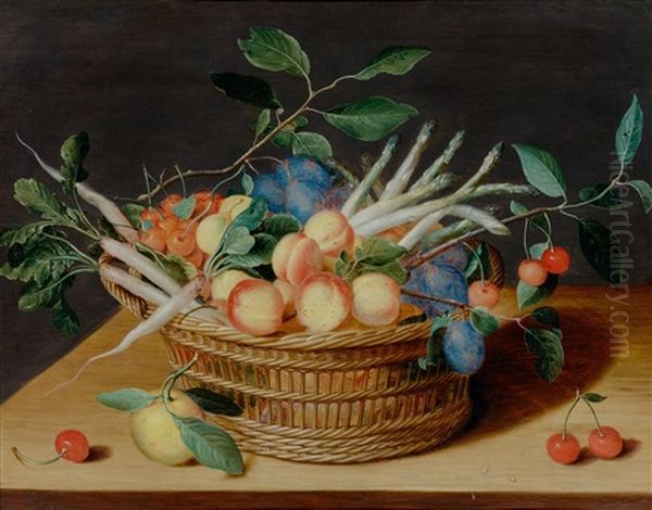 Still Life With Fruits And Vegetables In A Basket Oil Painting by Isaac Soreau