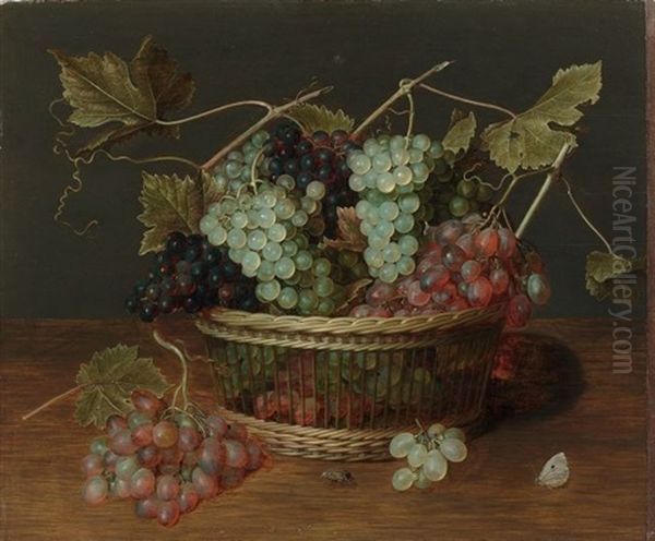 Corbeille De Raisins Rouges, Blancs Et Noirs Oil Painting by Isaac Soreau