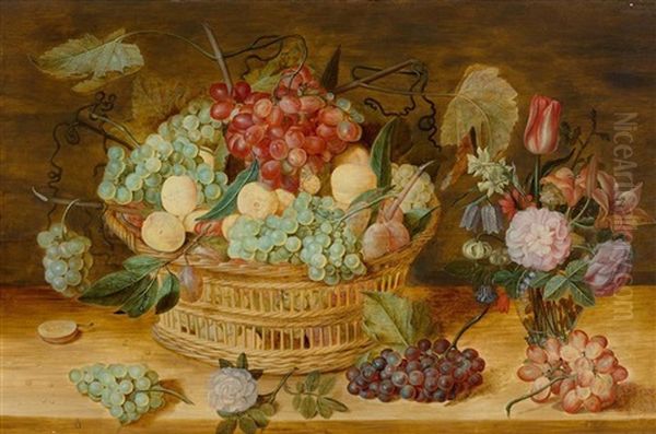 Still Life With Fruits In A Basket Oil Painting by Isaac Soreau