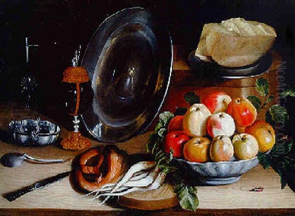 Nature Morte Aux Pieces D'etain Oil Painting by Jan Soreau