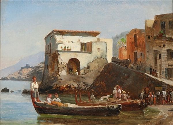 Coastal View From Massa, Italy Oil Painting by Carl Fredrick Sorensen