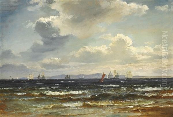 Fresh Breeze Off The Beach At Hornbaek Oil Painting by Carl Fredrick Sorensen