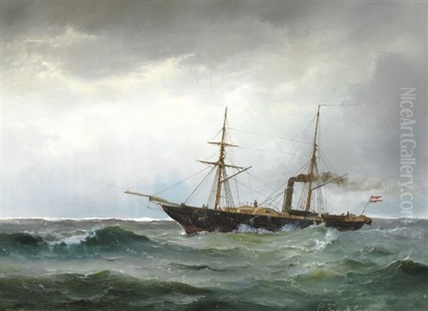 Seascape With Steamer by Carl Fredrick Sorensen