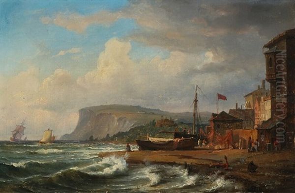 Scenery From The Coast Near Dover Oil Painting by Carl Fredrick Sorensen