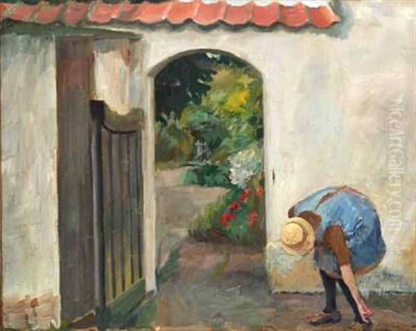 Ved Laagen (at The Entrance) Oil Painting by Eiler (Carl) Sorensen