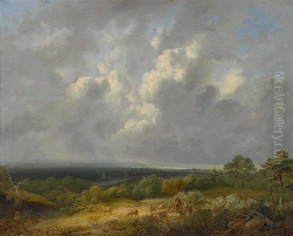 Weite Hollandische Kanallandschaft Oil Painting by Jacobus Loerenz Sorensen