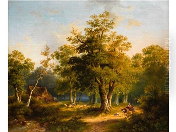 Eichenwaldlandschaft Oil Painting by Jacobus Loerenz Sorensen