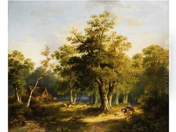 Eichenwaldlandschaft Oil Painting by Jacobus Loerenz Sorensen