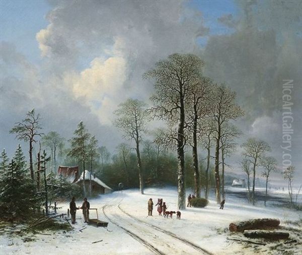 Weite, Baumbestandene Winterlandschaft Oil Painting by Jacobus Loerenz Sorensen