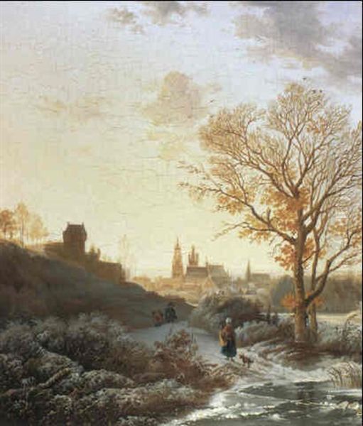 Blick Auf Das Stadtchen Kleve Am Niederrhein Oil Painting by Jacobus Loerenz Sorensen