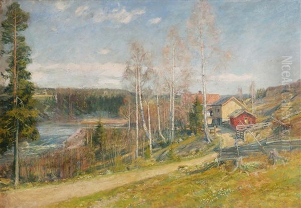 Varlandskap Fra Modum Oil Painting by Jorgen Sorensen