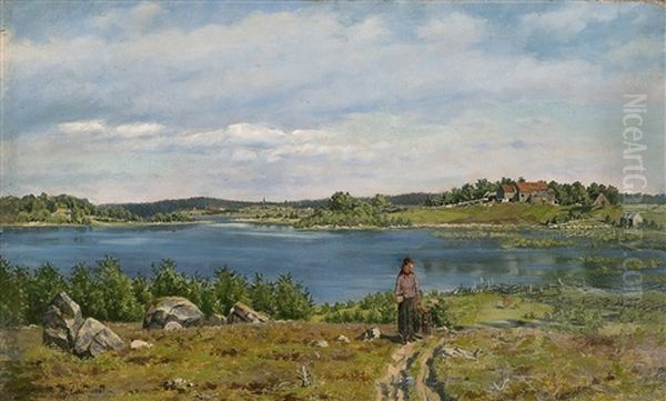 Fra Vandsjo Ved Moss Oil Painting by Jorgen Sorensen