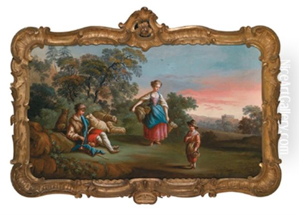 Eine Schaferfamilie Oil Painting by Johann Jacob Sorg