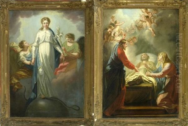 Die Auferweckung Des Lazarus (+ Maria Immaculata; 2 Works) Oil Painting by Louis Sorg