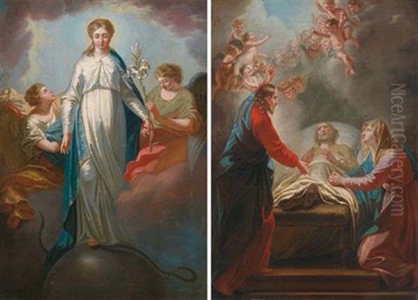 Auferweckung Des Lazarus Und Maria Immaculata Oil Painting by Louis Sorg