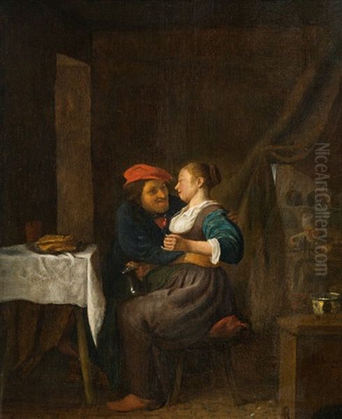 Loving Couple Oil Painting by Hendrick Martensz Sorgh