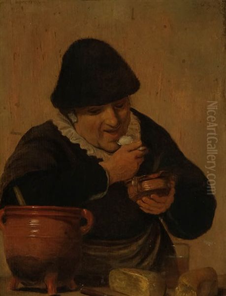 Man Eating Oil Painting by Hendrick Martensz Sorgh