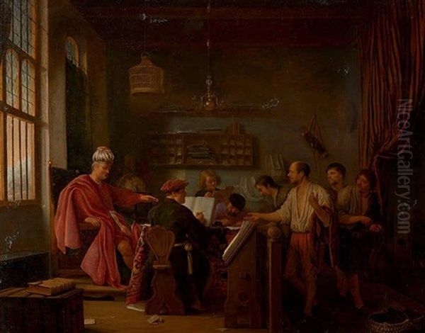 Interieur Avec La Parabole Des Laboureurs Oil Painting by Hendrick Martensz Sorgh