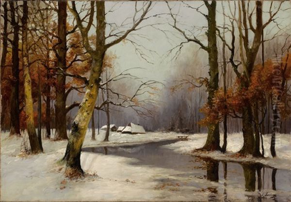 Untitled - Winter Landscape by Savely Abramovich Sorine